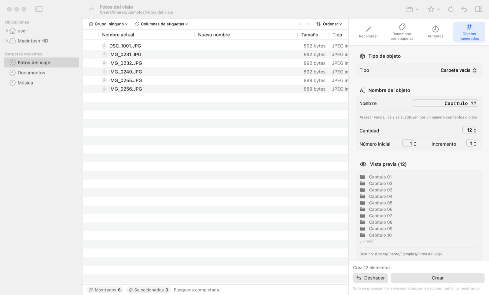 Objetos numerados
