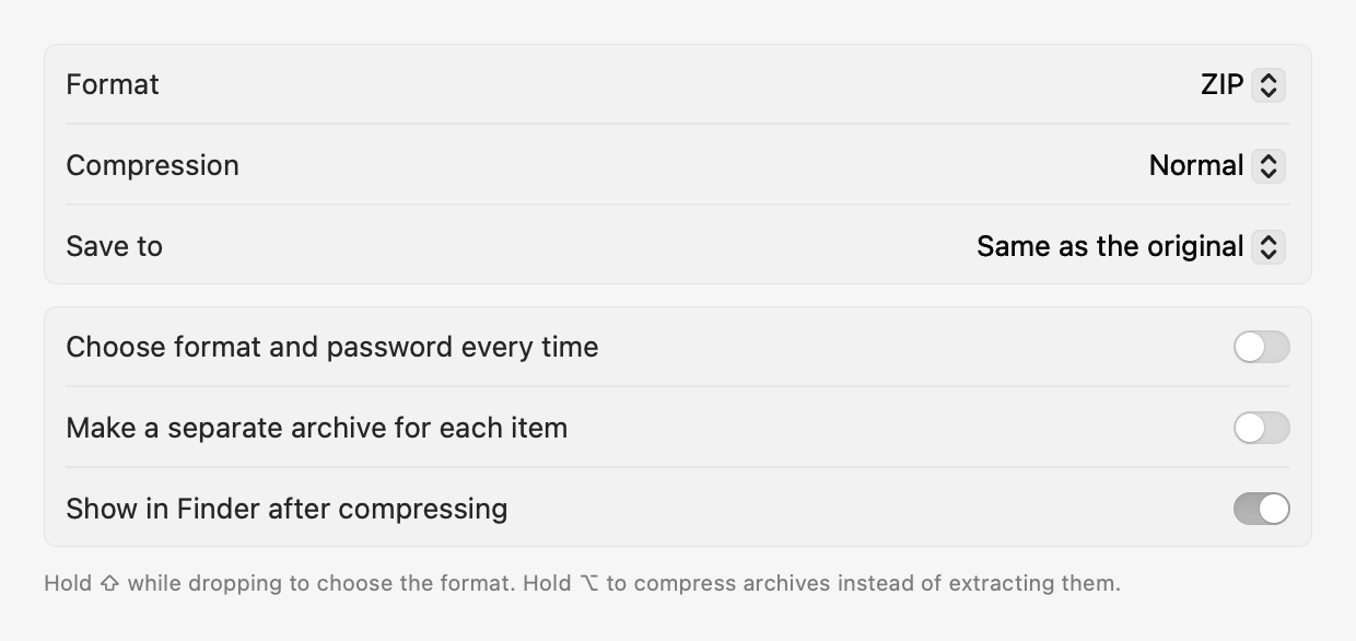 Settings: Compress