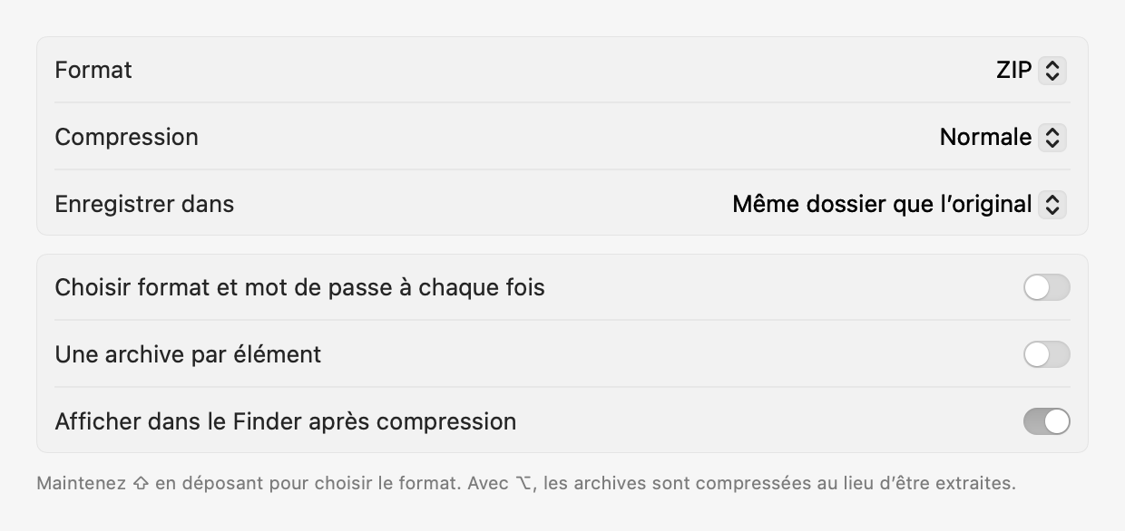 Réglages : Compresser
