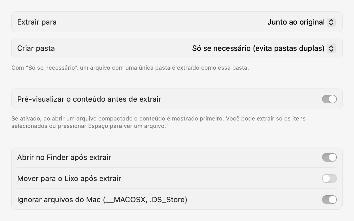 Ajustes: Extrair